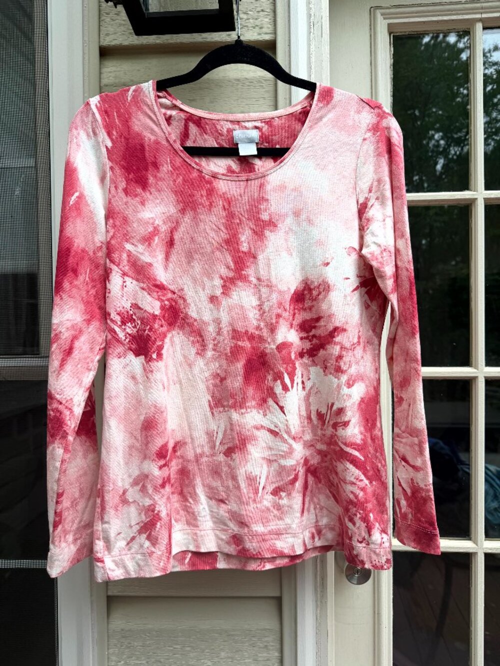 Chico's Pink Touch of Cool Abstract Layer Tee Top, Size Chico's 0 / US (4/6-S)